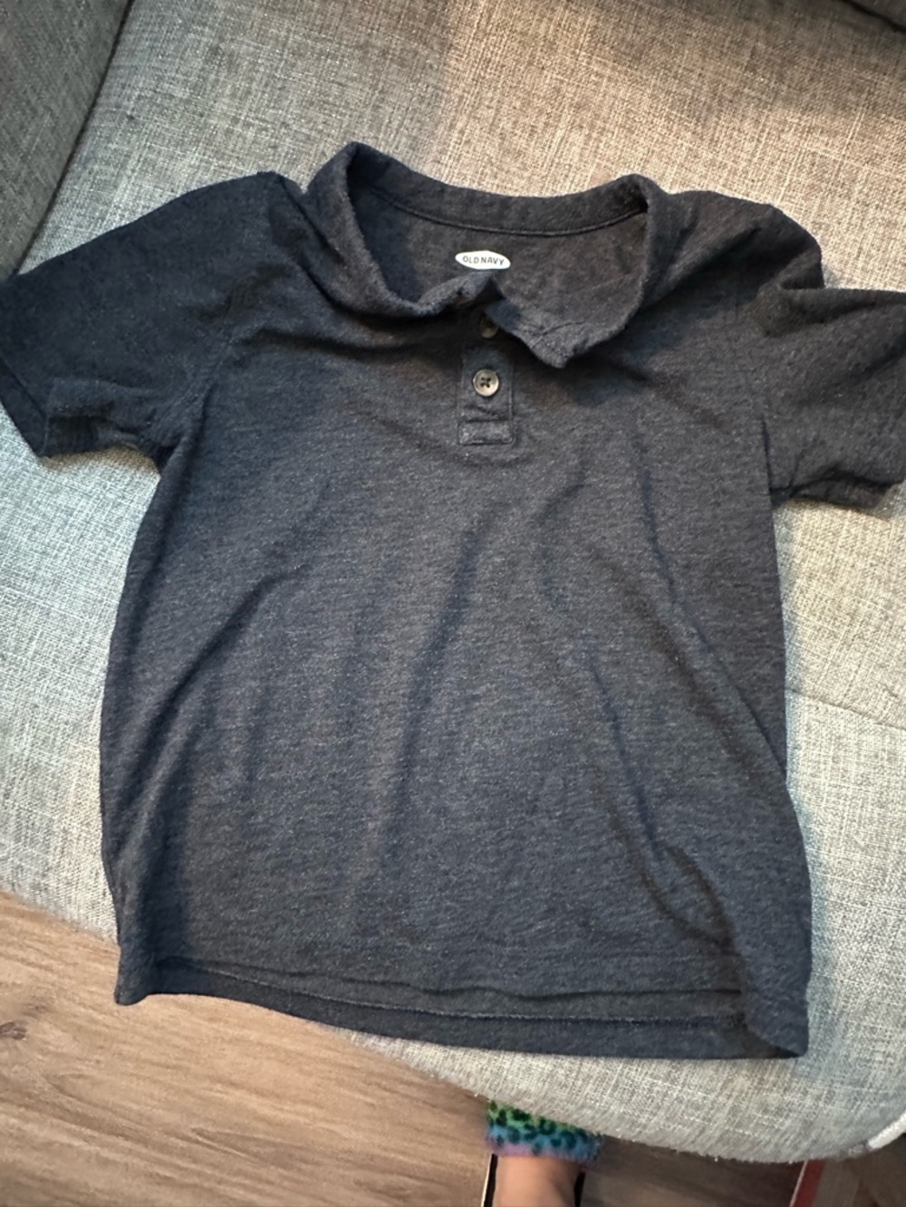 Old Navy Heather Charcoal Short Sleeve Polo - Dark Grayish Navy